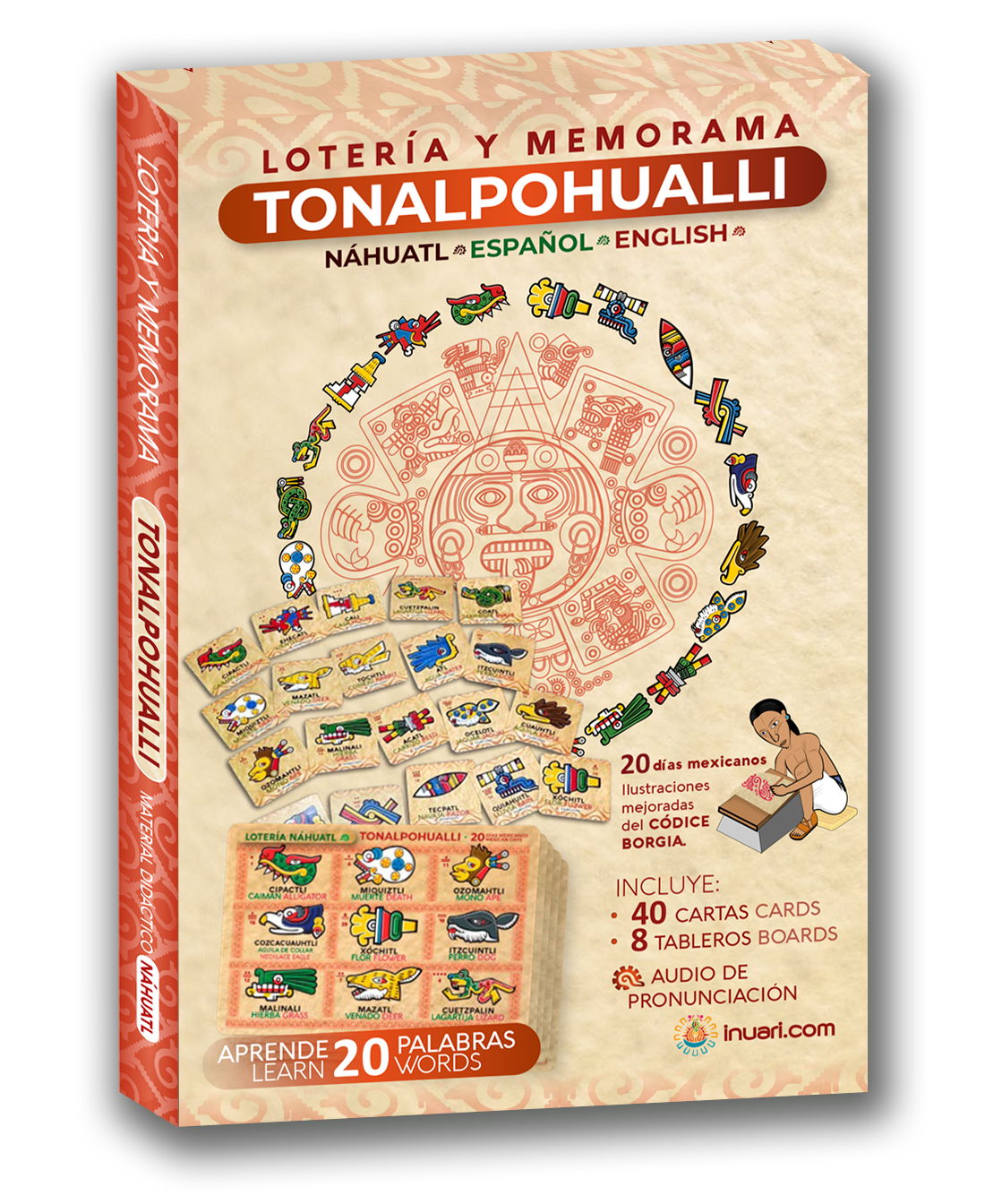 🌿 🌱 Explora los 20 días del Tonalpohualli, la cuenta del tiempo tradicional mexicana 🌍 Descubre las energías arquetipos de la sabiduría ancestral mexicana que impregnan las personalidades humanas y la tónica de cada día 🃏 Incluye 6 tableros para 6 jugadores y 40 cartas con ilustraciones originales mexicanas 📚 Aprende 20 palabras en 3 idiomas (Náhuatl, Español e Inglés) mientras juegas 👨‍👩‍👧‍👦 Material didáctico para todas las edades 🌐 Cómpralo ya en: https://inuari.com/.../loteria-y-memorama-nahuatl.../ 📲 WhatsApp: https://wa.me/3328382185 🚚 Envíos a todo México por Correos de México 🍃