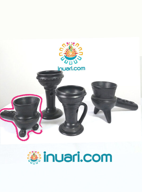 Sahumador Negro con mango Tlemaitl barro D chico