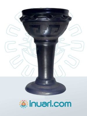 Sahumador Negro Copa Grande Popochcomitl  Greca Cuadrada