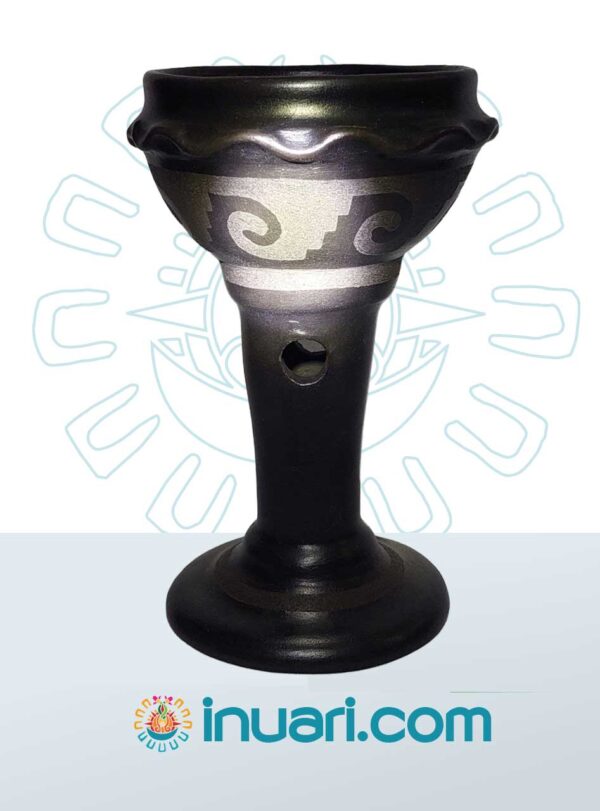 Sahumador Negro Copa Grande Popochcomitl  Greca Redonda
