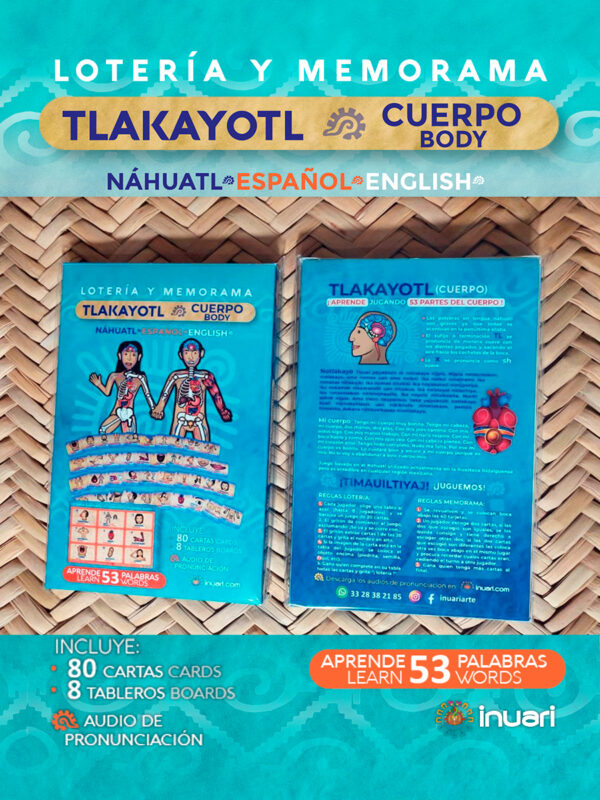 LOTERIA Y MEMORAMA NÁHUATL: TLAKAYOTL (PARTES DEL CUERPO)