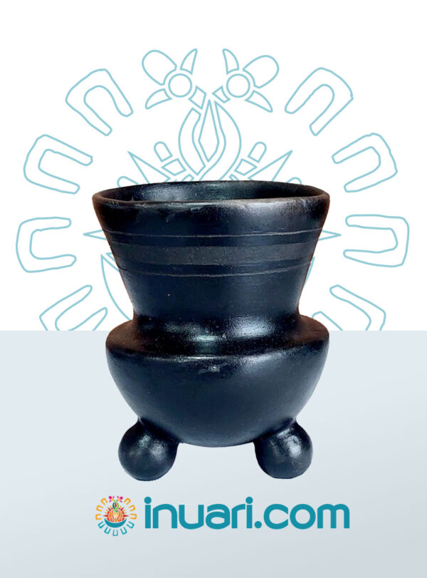tlemaitl-negro-chico sahumador de mango chico de barro negro muy resistente