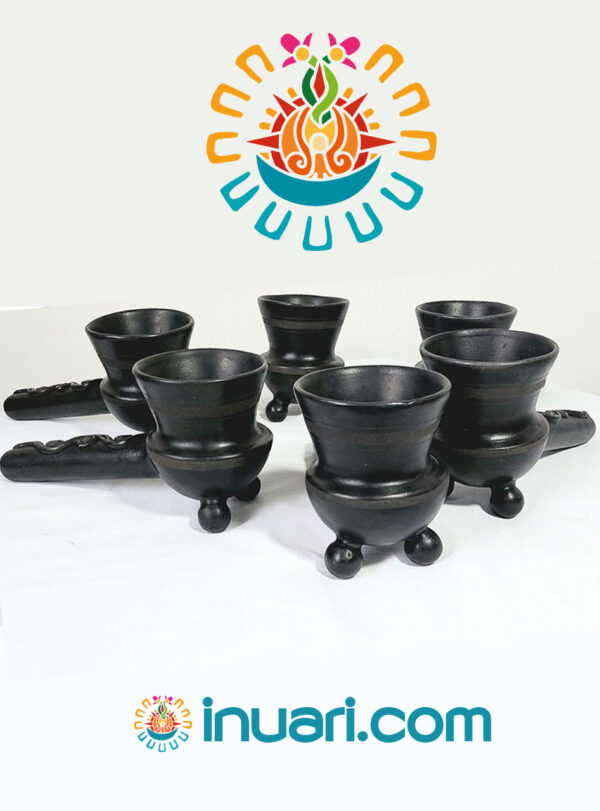 tlemaitl-negro-chico sahumador de mango chico de barro negro muy resistente