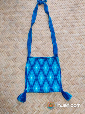 Morral Kutsiuri Wixarika Azul Flor Punto de Cruz