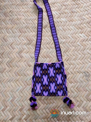 Morral Kutsiuri Wixarika Morado Punto de Cruz