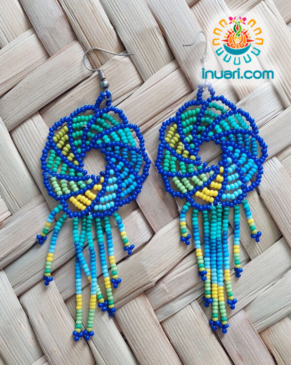 aretes-circulo-wixarika- Aretes Circulo Azul