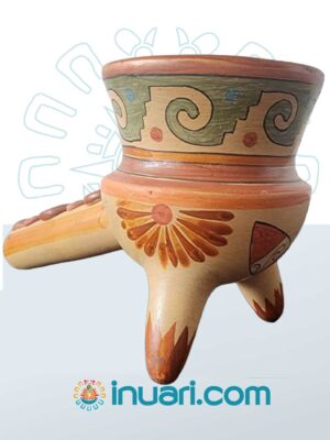 Sahumador canelo con mango Tlemaitl barro TECPATL PEDERNAL