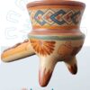 Sahumador canelo con mango Tlemaitl barro XOCHITL FLOR 01