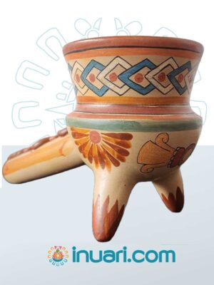 Sahumador canelo con mango Tlemaitl barro XOCHITL FLOR 01