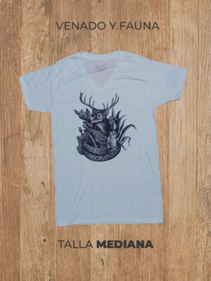 Playera 02 M Mediana Venado y Fauna Blanca