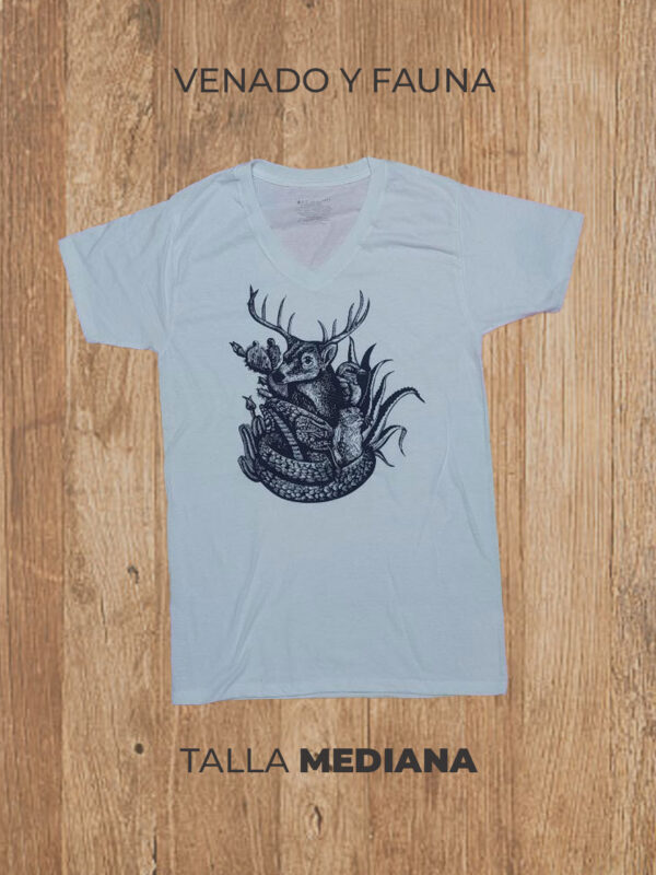 VENADO-Y-FAUNA-M Playera 02 M Mediana Venado y Fauna Blanca