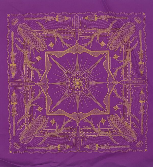 Paliacate Wirikuta Maíz Venado Ojo de Dios Flecha Plumas Morado